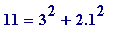 11 = 3^2+2.1^2